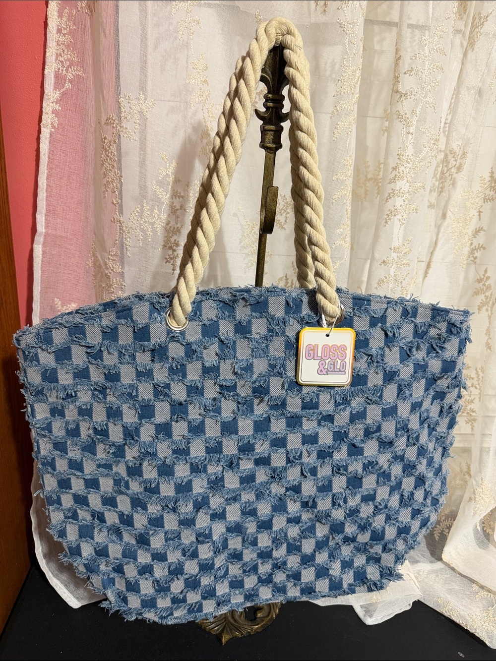 Gloss & Glo large jean tote bag